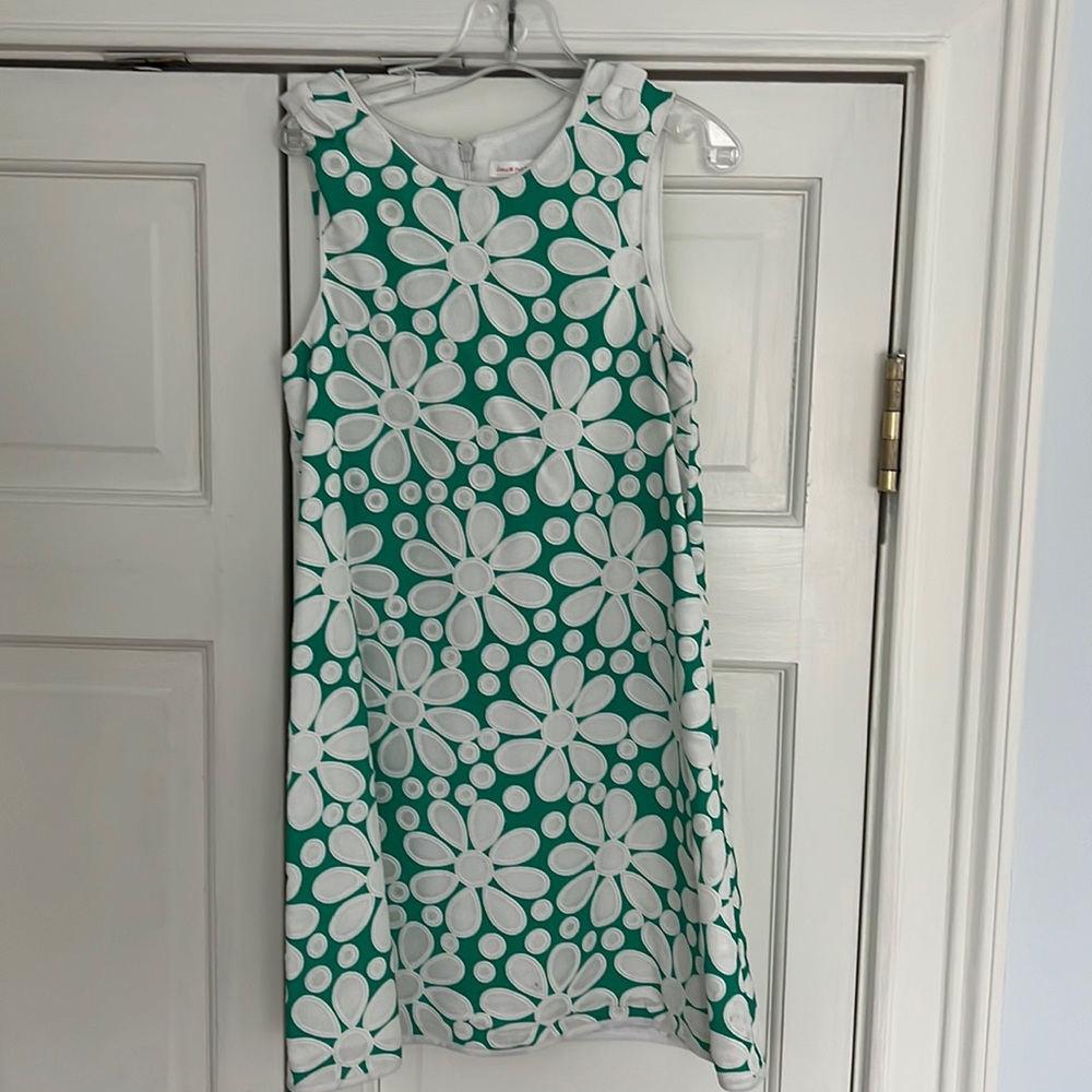 Deux par deux green and white shift dress